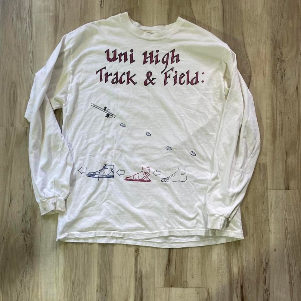 Vintage 1990s Uni High Track & Field white long sleeve shirt University Illinois
